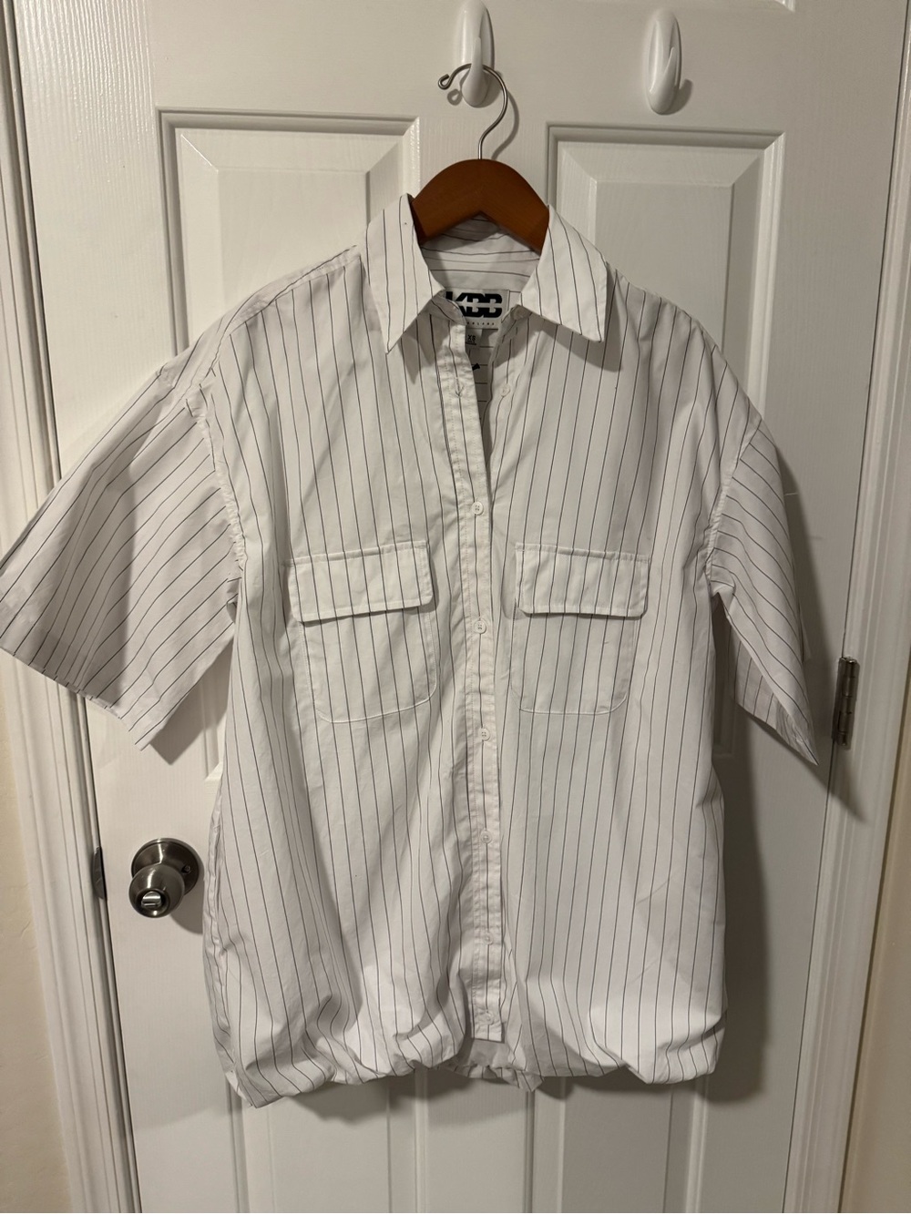 KBB by Kahlana White & Navy Striped Short Sleeve Bubble Shirt Dress - Picture 5 of 8